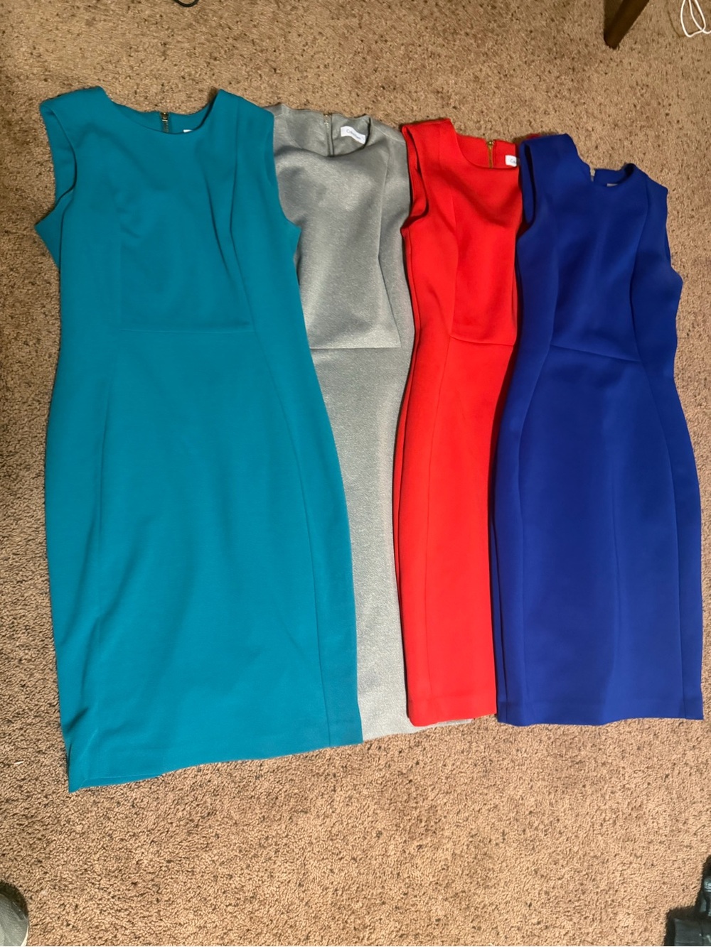 CK sz 2 lot of 4 sheath Scuba Calvin Klein dresses teal dress - Picture 2 of 10